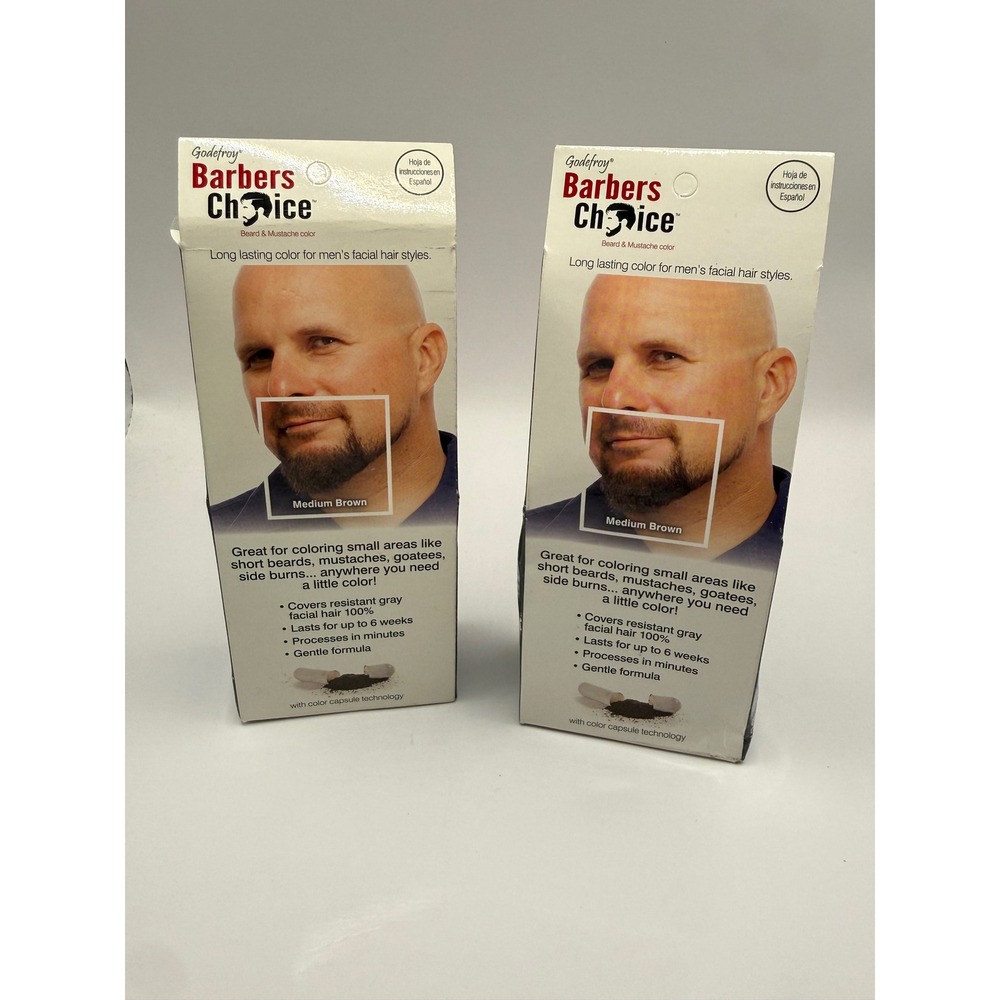 Godefroy Barbers Choice Beard Mustache Color Medium Brown 2 Boxes Gray Coverage